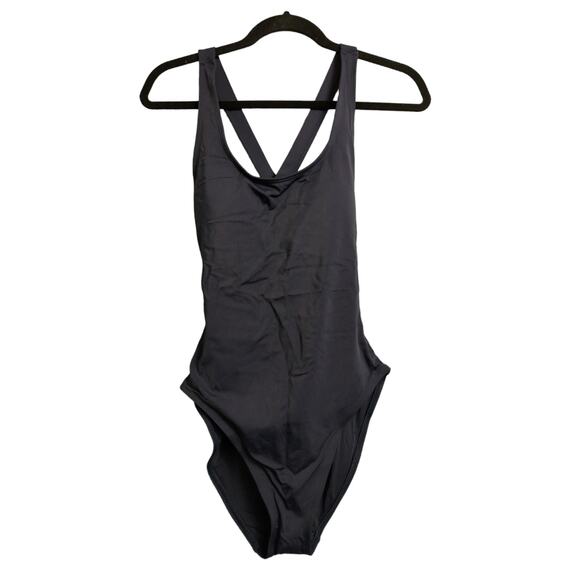 Andie Tulum One Piece Swimsuit Navy Blue Beach Pool Resort Crisscross L New - Picture 1 of 8